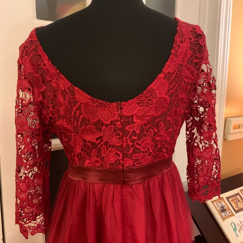 5 for $30. Lovely Deep Red Empire Waist Gown - Picture 13 of 16